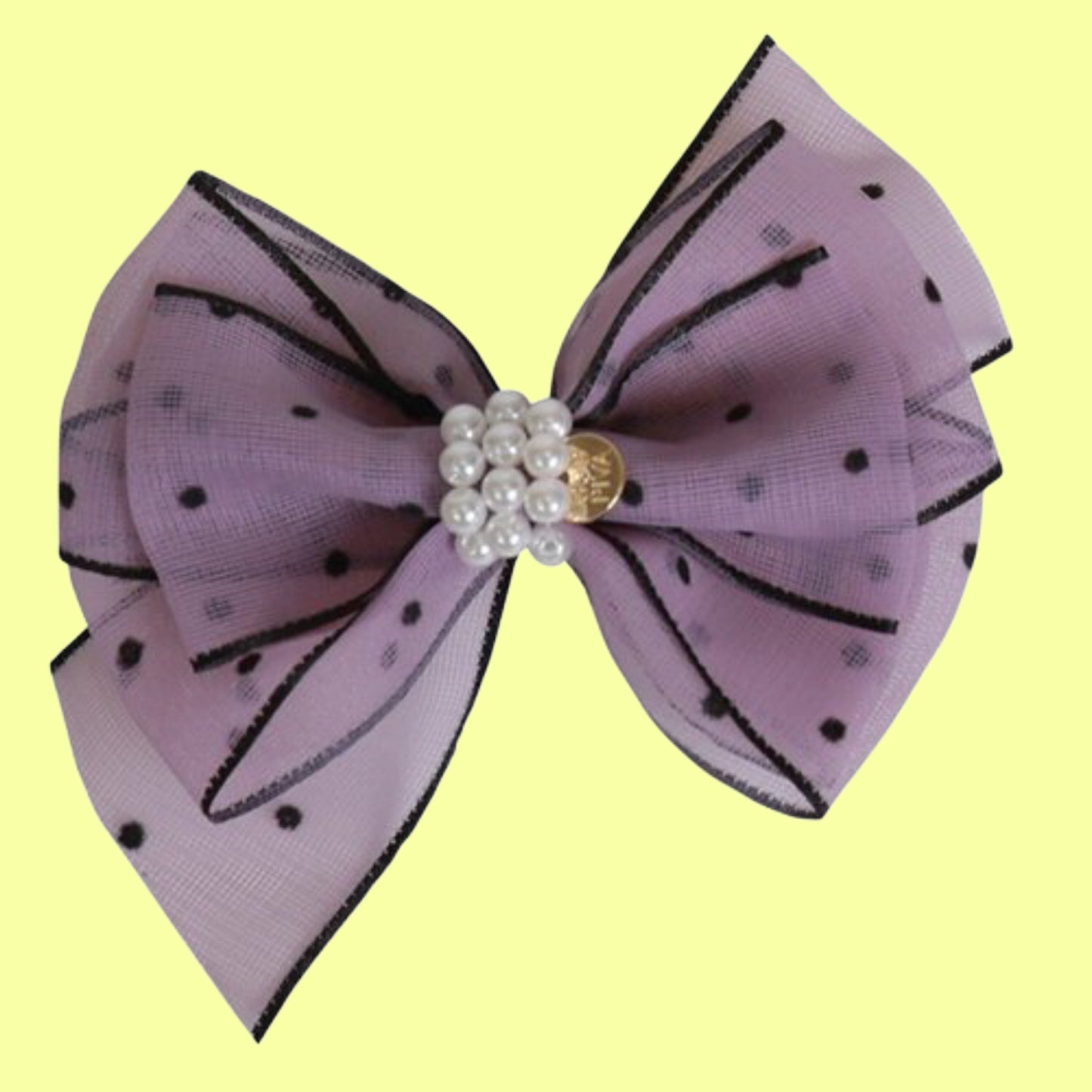 Pearls Embellished Polka Dots Hair Bow Clip