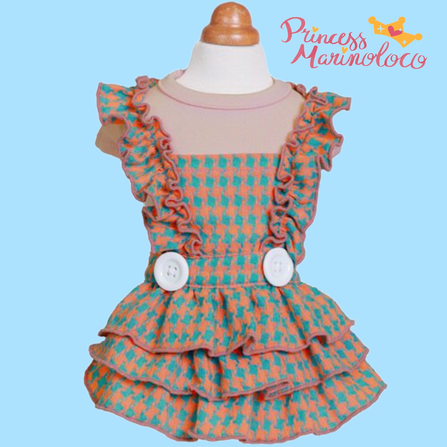 Houndstooth Checkered Apron Dress