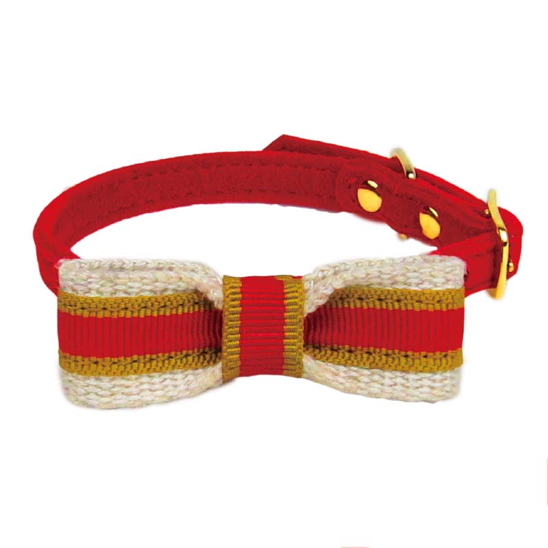 striped bow tie dog collar