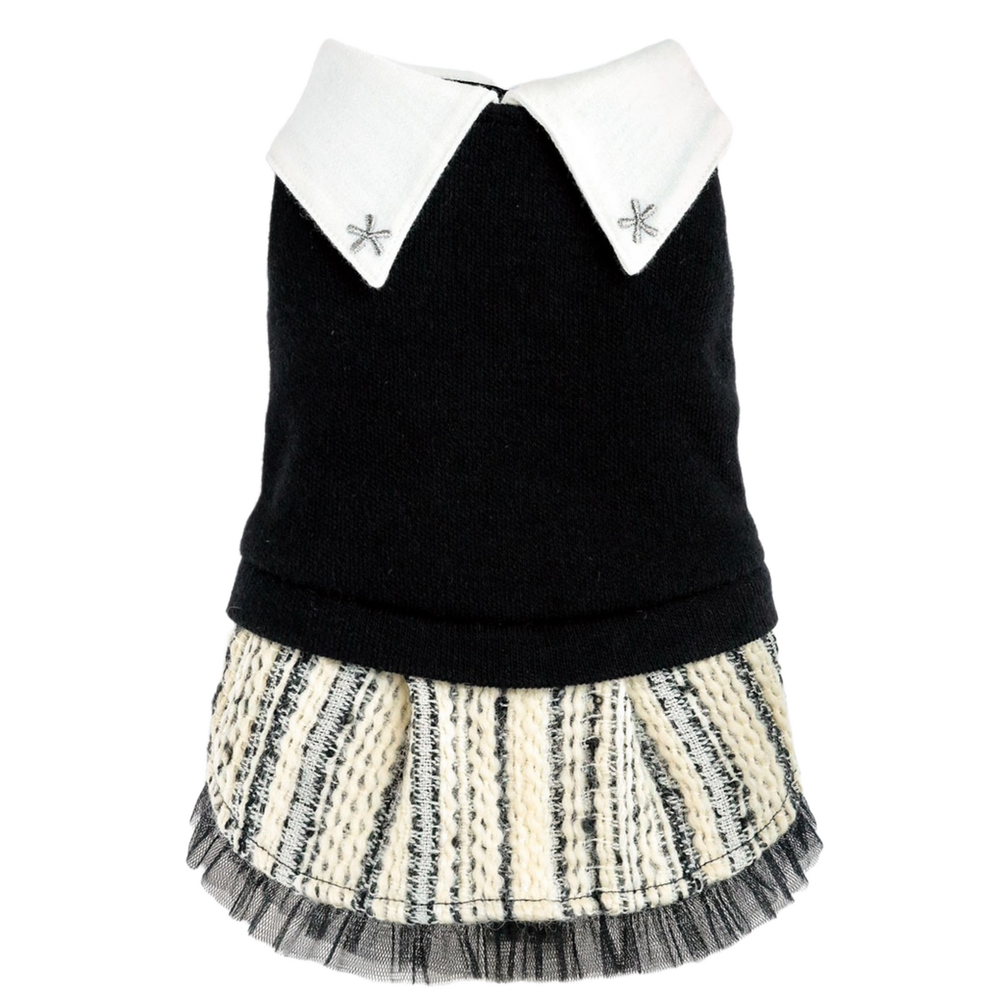 Tweed Tulle Skirt with White Collar Dress