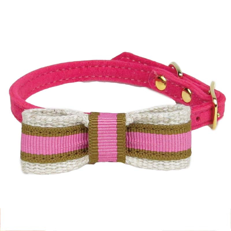 striped bow tie dog collar