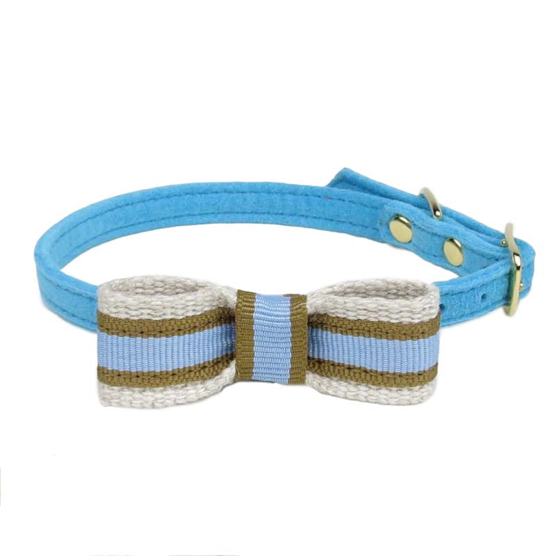 striped bow tie dog collar