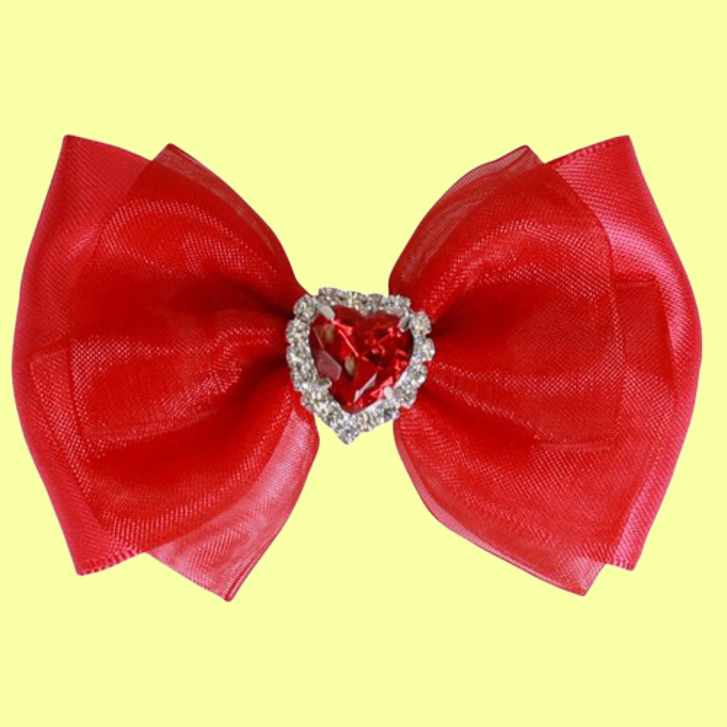 Heart Jewel Hair Bow Clip