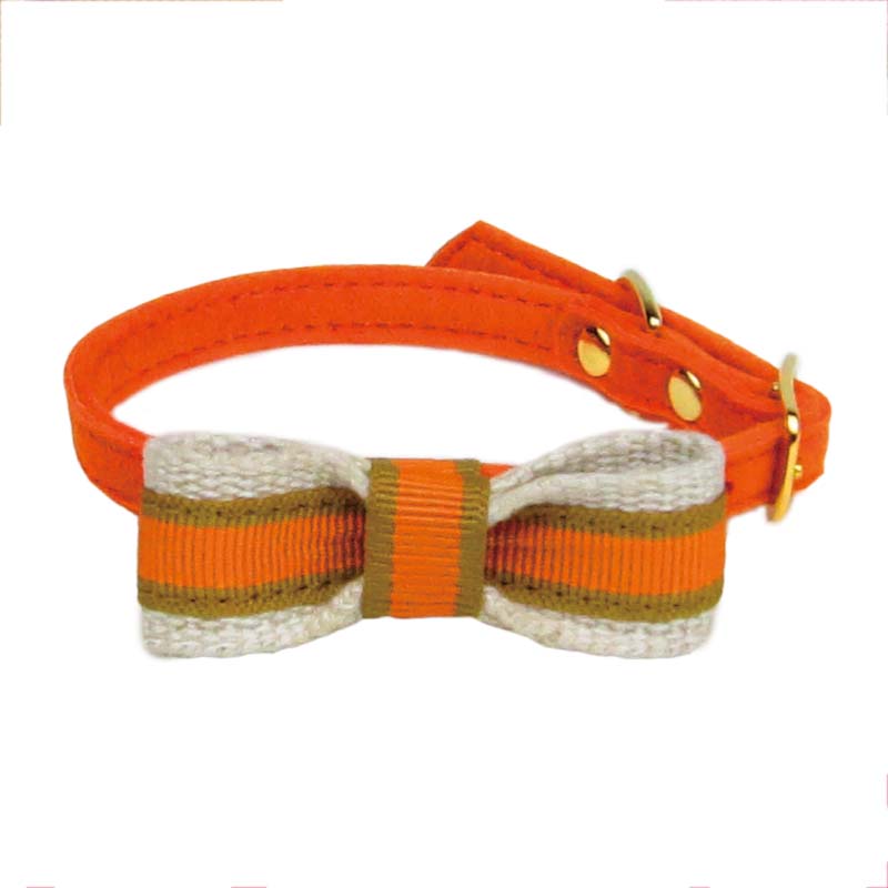 striped bow tie dog collar