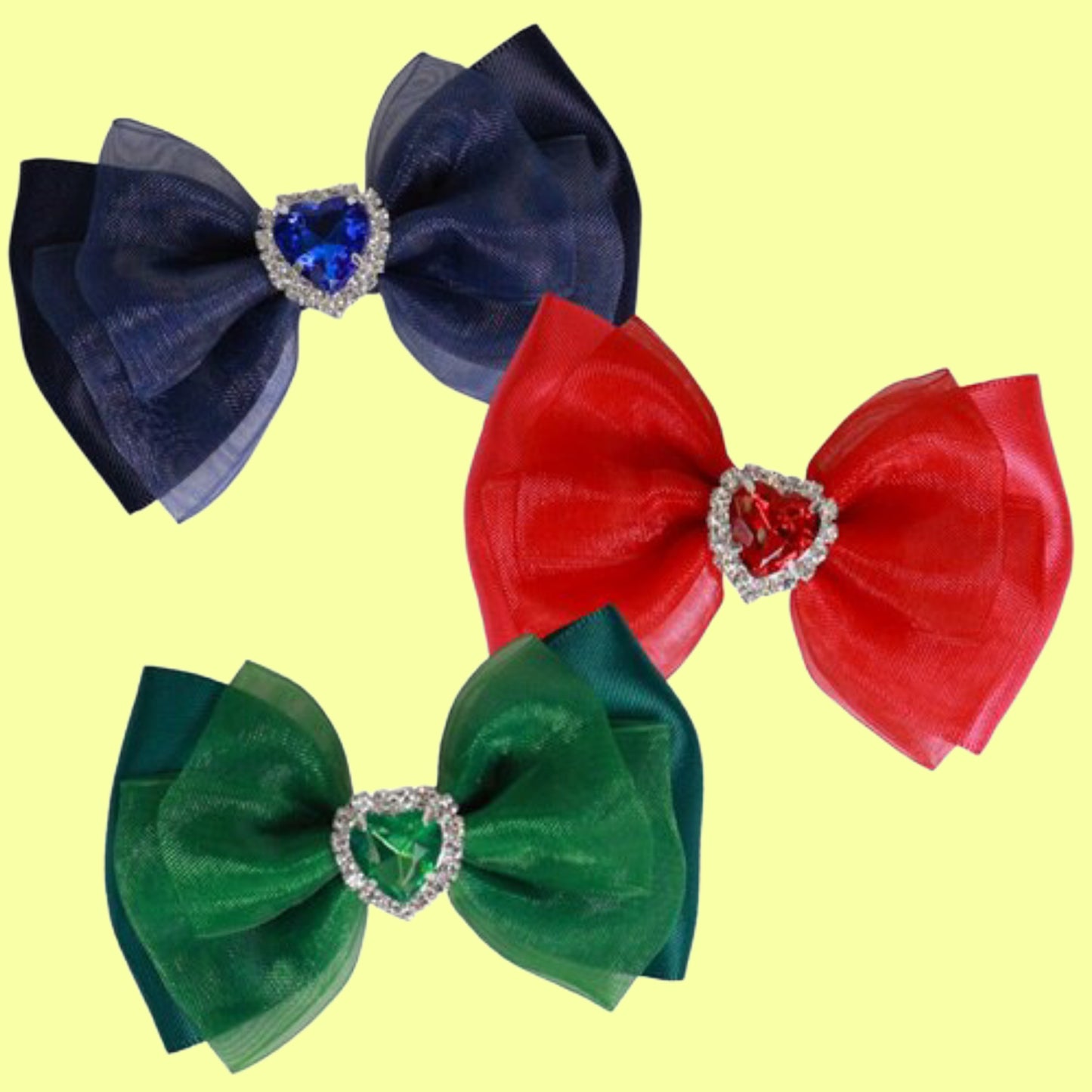 Heart Jewel Hair Bow Clip