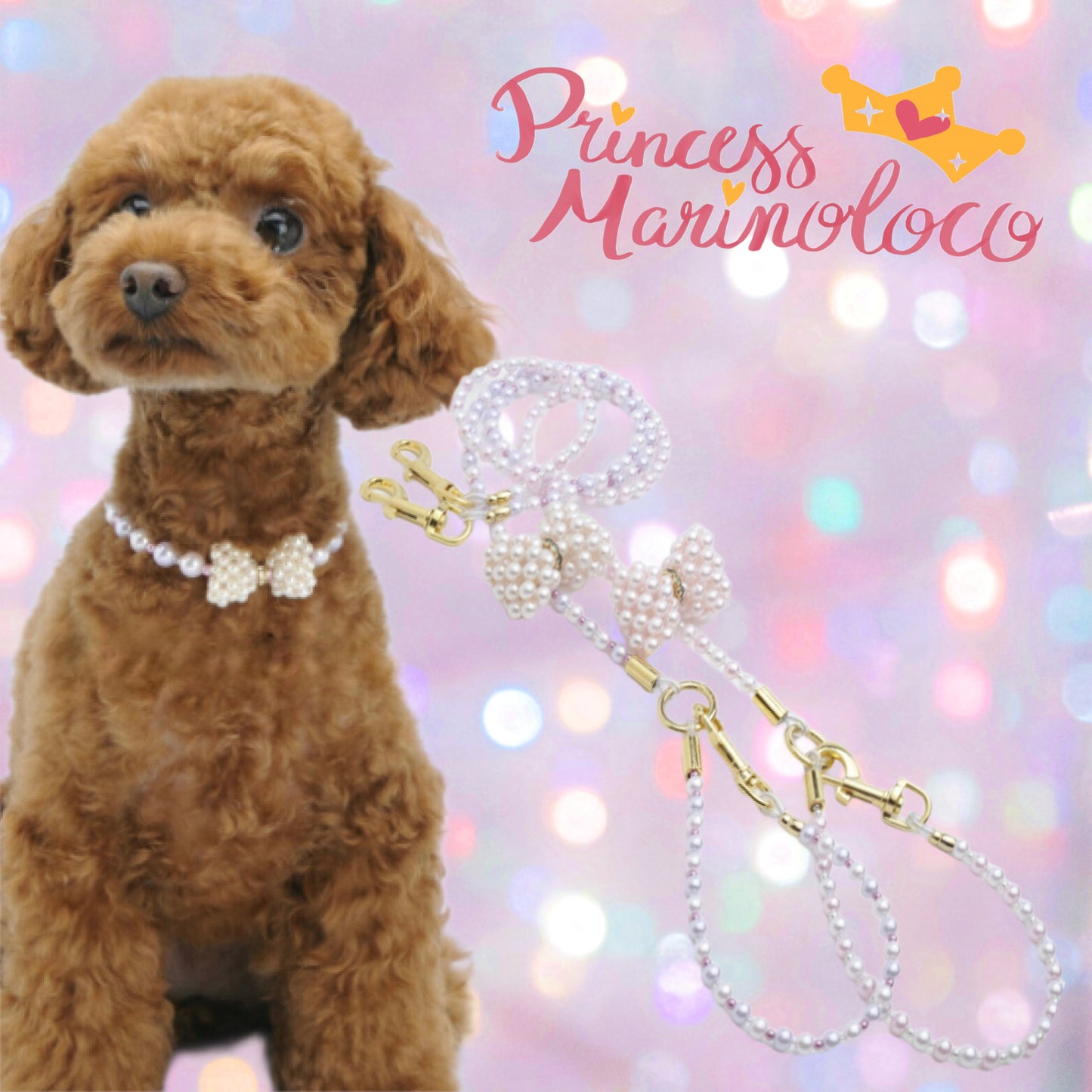 Sweet Ribbon Pearl Leash & Collar