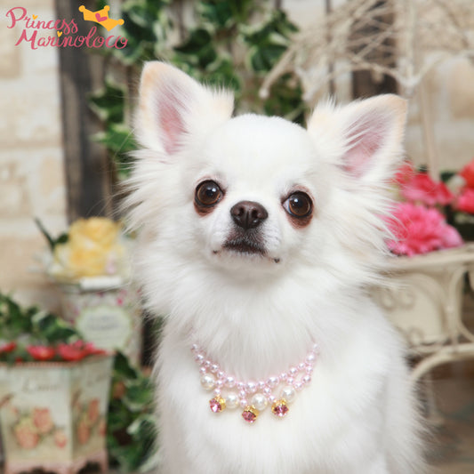 Pearly Jeweled Crystal Necklace for Dogs