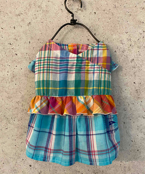 Madras Checkered Cache-Coeur Dress